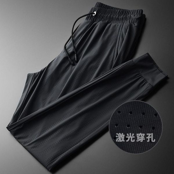 men's pants summer hollow out breathable ice silk casual capris slim elastic neckline sports, Black
men's pants summer hollow out breathable ice silk casual capris slim elastic neckline sports, Black