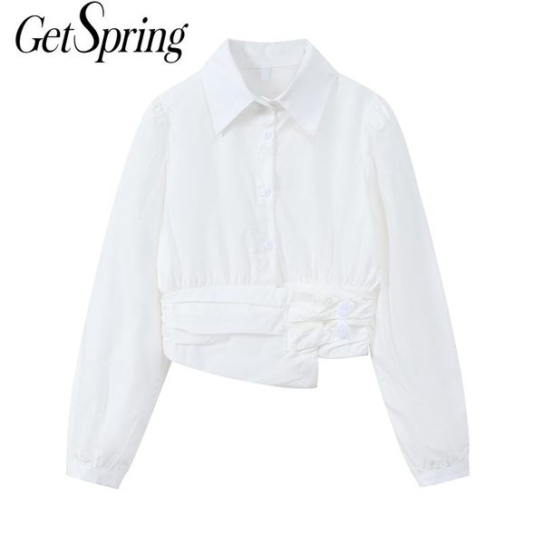 getspring women blouse shirt long sleeve short women's summer blouses white all match casual female shirts 210601
getspring women blouse shirt long sleeve short women's summer blouses white all match casual female shirts 210601