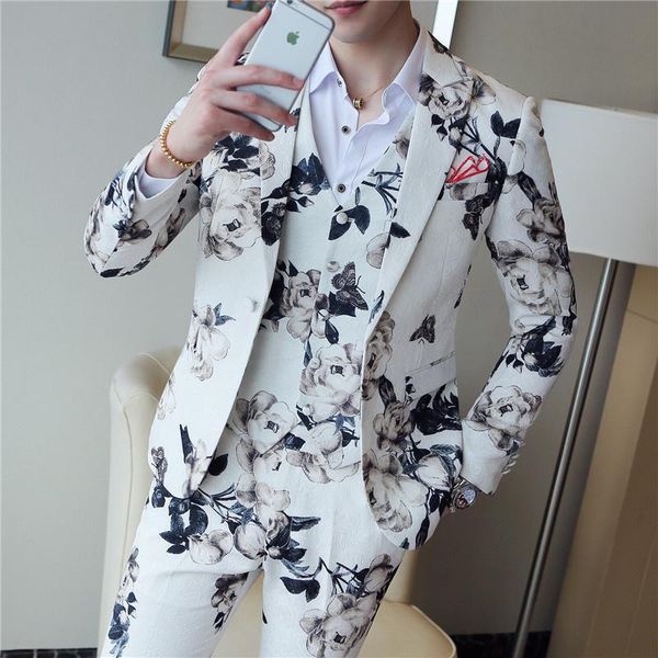 men's suits & blazers floral luxury print set fashion designer wedding dress casual tuxedo suit stage singer performance clothing, White;black
men's suits & blazers floral luxury print set fashion designer wedding dress casual tuxedo suit stage singer performance clothing, White;black