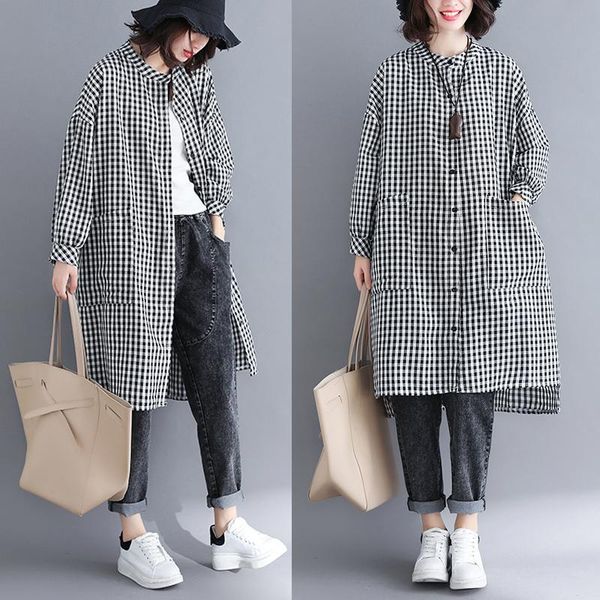 casual dresses make cotton and linen single-breasted plaid shirt fall loose collar long sleeve pocket (limit, Black;gray
casual dresses make cotton and linen single-breasted plaid shirt fall loose collar long sleeve pocket (limit, Black;gray