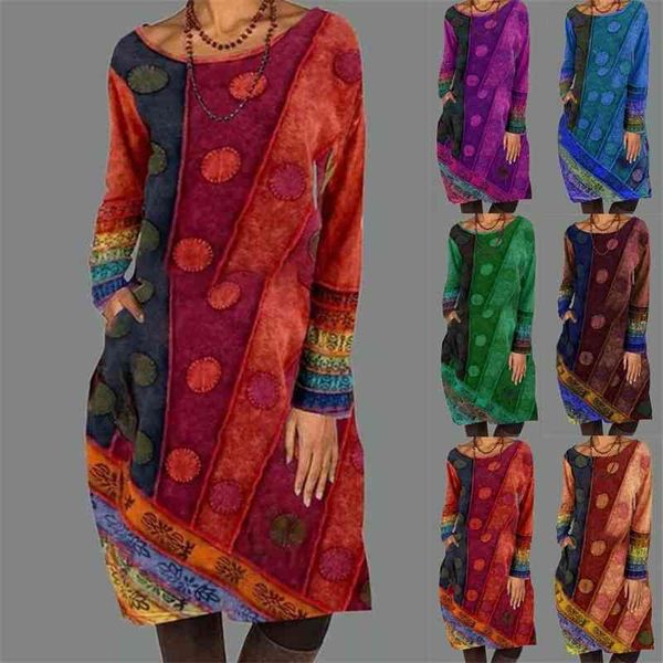 2021 women's new spring and autumn national style printed round neck long sleeve dress, Black;gray
2021 women's new spring and autumn national style printed round neck long sleeve dress, Black;gray