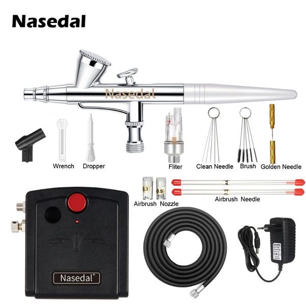professional spray guns nasedal nt-53 dual-action gun airbrush with compressor 0.2mm kit for nail model/cake/car painting
professional spray guns nasedal nt-53 dual-action gun airbrush with compressor 0.2mm kit for nail model/cake/car painting