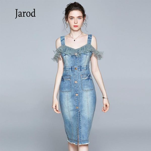 women summer elegant denim pencil dress fashion mesh ruffles patchwork single-breasted sheath vestidos casual dresses, Black;gray
women summer elegant denim pencil dress fashion mesh ruffles patchwork single-breasted sheath vestidos casual dresses, Black;gray