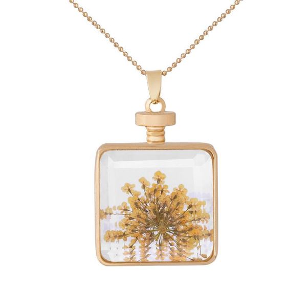 pendant necklaces natural yellow flower crystal necklace fashion square frame dried girls favorite golden glass jewelry, Silver
pendant necklaces natural yellow flower crystal necklace fashion square frame dried girls favorite golden glass jewelry, Silver