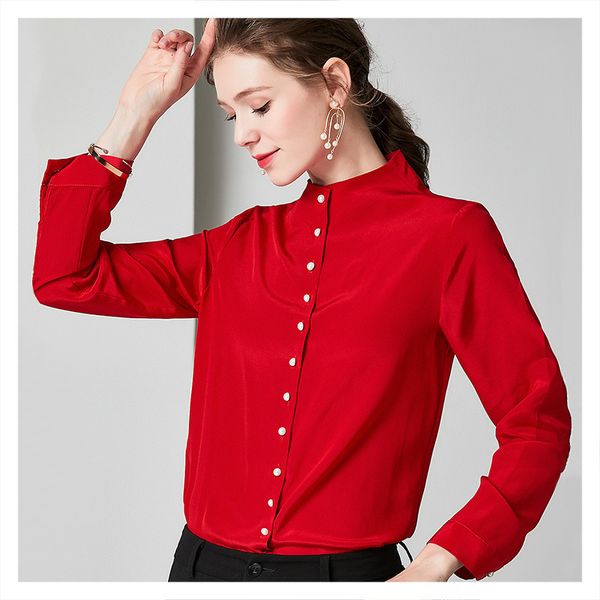 blouses temperament commuting stand collar long-sleeve blouse crepe-de-chine heavyweight silk shirt 2021 fashion, White
blouses temperament commuting stand collar long-sleeve blouse crepe-de-chine heavyweight silk shirt 2021 fashion, White