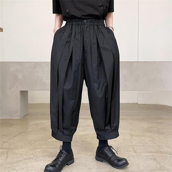 men's pants wide leg spring and autumn retro personality pleated harajuku high street loose oversized nine minutes, Black
men's pants wide leg spring and autumn retro personality pleated harajuku high street loose oversized nine minutes, Black