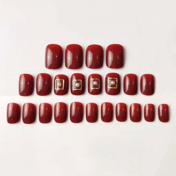 24pcs detachable wearable red fake nails full cover short style nail patch1, Red;gold
24pcs detachable wearable red fake nails full cover short style nail patch1, Red;gold