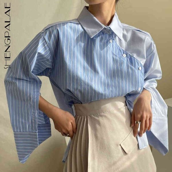 women's blouses & shirts stripe contrast irregular patchwork blouse spring lapel beveled single breasted long sleeve shirt rpmc, White
women's blouses & shirts stripe contrast irregular patchwork blouse spring lapel beveled single breasted long sleeve shirt rpmc, White