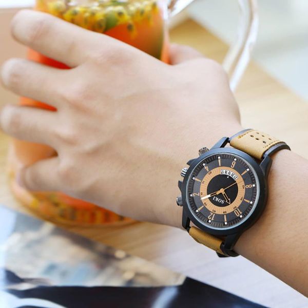 wristwatches brand montre watch men fashion watches big dial calendar scrub belt men's military relogios #a, Slivery;brown
wristwatches brand montre watch men fashion watches big dial calendar scrub belt men's military relogios #a, Slivery;brown