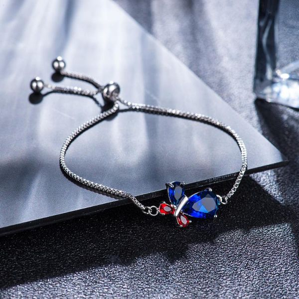 link, chain arrival attractive butterfly design blue & red cz silver bracelet fashion exquisite women wedding jewelry anniversary party, Black
link, chain arrival attractive butterfly design blue & red cz silver bracelet fashion exquisite women wedding jewelry anniversary party, Black