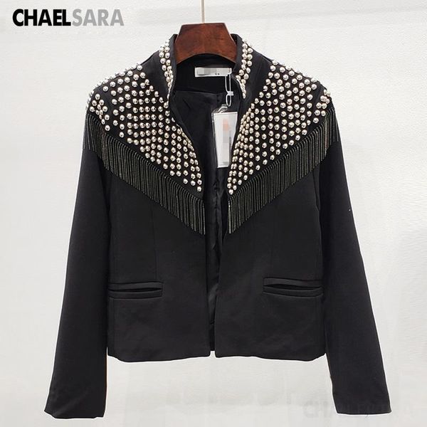 women's jackets 2021 streetwear style black white rivet tassel jacket women spring autumn long sleeve solid lady short coat, Black;brown
women's jackets 2021 streetwear style black white rivet tassel jacket women spring autumn long sleeve solid lady short coat, Black;brown