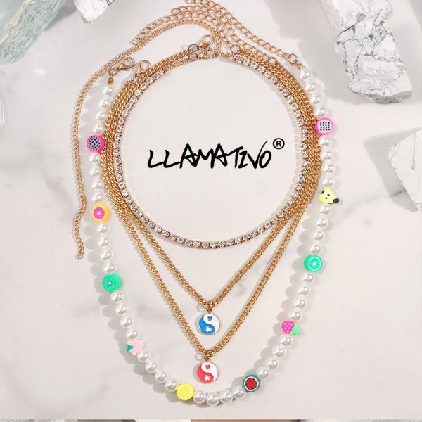 chains bohemian layered candy fruits beaded glazed gossip pendant necklace for women simulated pearl rhinestone choker party jewelry, Silver
chains bohemian layered candy fruits beaded glazed gossip pendant necklace for women simulated pearl rhinestone choker party jewelry, Silver