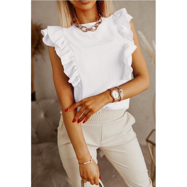 women's blouses & shirts womans for women loose round neck solid color harajuku woman clothing ruffled short-sleeved tee, White
women's blouses & shirts womans for women loose round neck solid color harajuku woman clothing ruffled short-sleeved tee, White