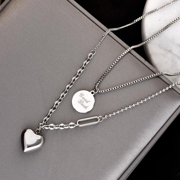 chains 316l stainless steel love round brand necklace multi-layer wear minority design sense choker temperament couple collarbone chain, Silver
chains 316l stainless steel love round brand necklace multi-layer wear minority design sense choker temperament couple collarbone chain, Silver