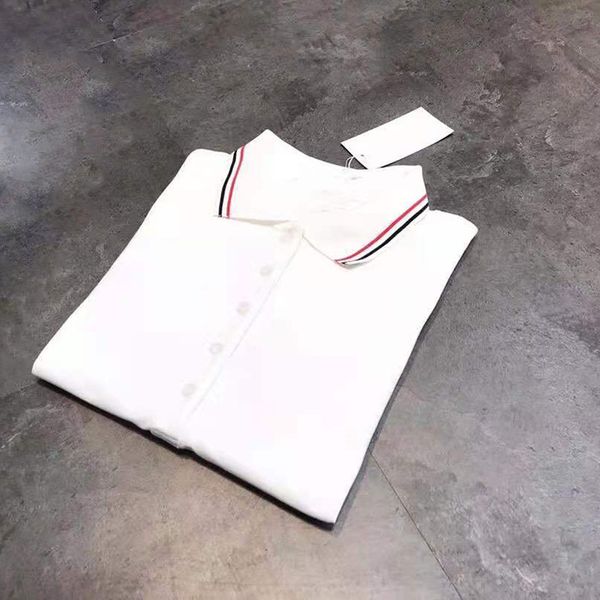 luxury design summer women's knitting striped polo loose age reducing striped lapel short sleeve casual top, White
luxury design summer women's knitting striped polo loose age reducing striped lapel short sleeve casual top, White