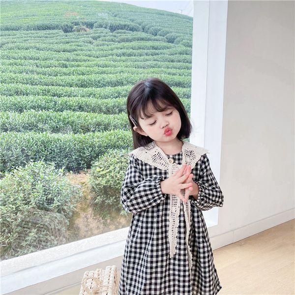 girl's dress spring girls black plaid with white lace shawl retro style princs girl cloth e0025 r89u, Red;yellow
girl's dress spring girls black plaid with white lace shawl retro style princs girl cloth e0025 r89u, Red;yellow