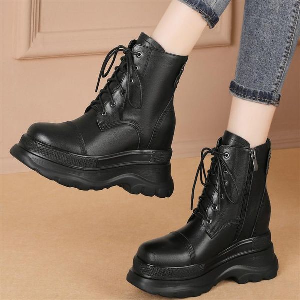 boots punk creepers women lace up genuine leather wedges high heel ankle female round toe fashion sneakers casual shoes, Black
boots punk creepers women lace up genuine leather wedges high heel ankle female round toe fashion sneakers casual shoes, Black