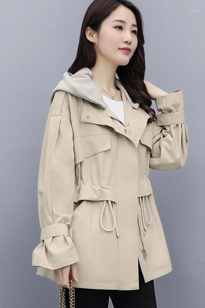 women's trench coats letter windbreaker mid-length korean chic 2021 spring loose removable hooded tooling coat autumn slim jacket k1016, Tan;black
women's trench coats letter windbreaker mid-length korean chic 2021 spring loose removable hooded tooling coat autumn slim jacket k1016, Tan;black