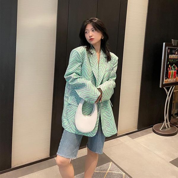 women's suits & blazers fashion spring autumn zebra print blazer women vintage korean notched single-breasted loose green coat female s, White;black
women's suits & blazers fashion spring autumn zebra print blazer women vintage korean notched single-breasted loose green coat female s, White;black