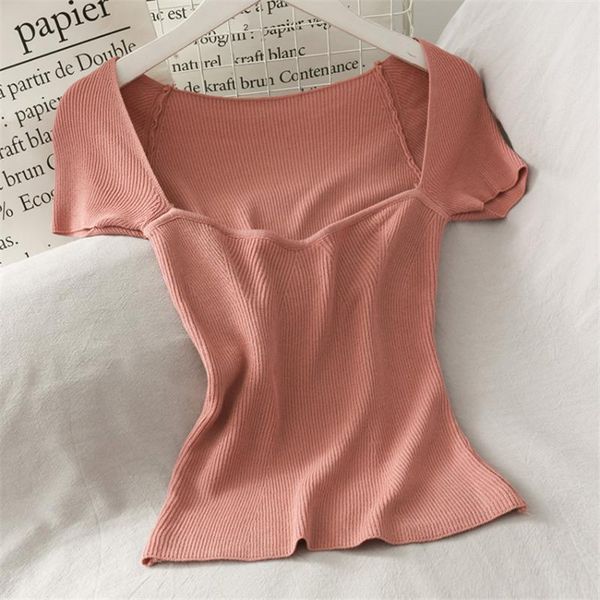 women's t-shirt 2021 spring knitted women short sleeve t shirt korean fashion knit crop summer tee femme tshirt knitwear, White
women's t-shirt 2021 spring knitted women short sleeve t shirt korean fashion knit crop summer tee femme tshirt knitwear, White