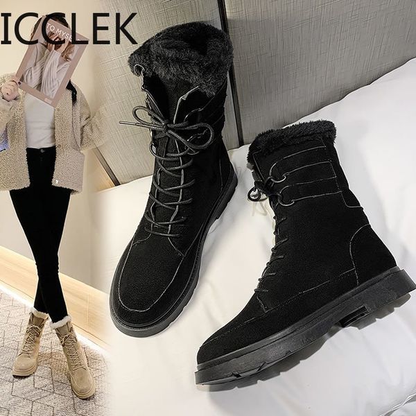 women boots winter snow female duantong warm lace flat with shoes tide botas mujer 210428, Black
women boots winter snow female duantong warm lace flat with shoes tide botas mujer 210428, Black