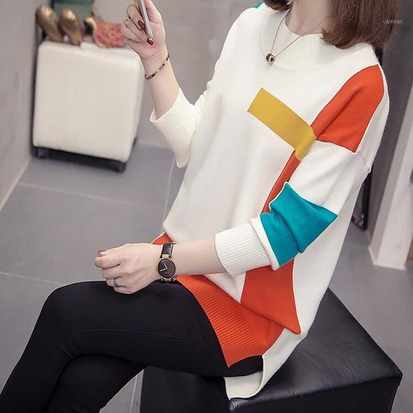 plus size pullover women sweater 2021 autumn winter modis korean style patchwork knit oversize jumpers ladies women's sweaters, White;black
plus size pullover women sweater 2021 autumn winter modis korean style patchwork knit oversize jumpers ladies women's sweaters, White;black