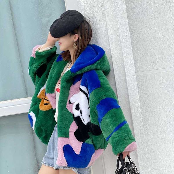 women's fur & faux 2021cartoon women real rex coats with hooded natural whole skin genuine loose bat short overcoat, Black
women's fur & faux 2021cartoon women real rex coats with hooded natural whole skin genuine loose bat short overcoat, Black