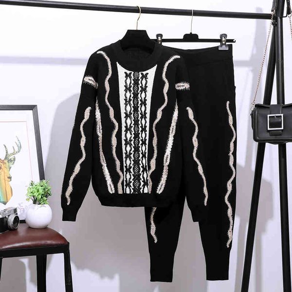 pant fashion knitting outfits women handwork wave pattern sequins sweater pencil pants two piece set loose casual knitted suit female, White
pant fashion knitting outfits women handwork wave pattern sequins sweater pencil pants two piece set loose casual knitted suit female, White