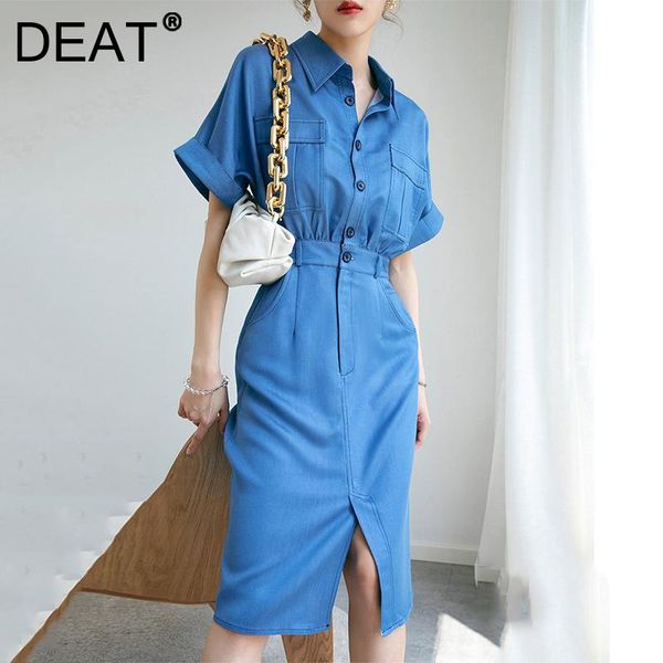 party dresses deat women denim shirt dress single breasted short sleeve elastic waist casual style split lady 2021 autumn fashion 15jk776, White;black
party dresses deat women denim shirt dress single breasted short sleeve elastic waist casual style split lady 2021 autumn fashion 15jk776, White;black