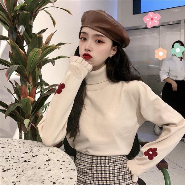 women's sweaters in the early autumn of 2021, high collar korean dress is slim, thickened pullover long sleeve sweater, White;black
women's sweaters in the early autumn of 2021, high collar korean dress is slim, thickened pullover long sleeve sweater, White;black