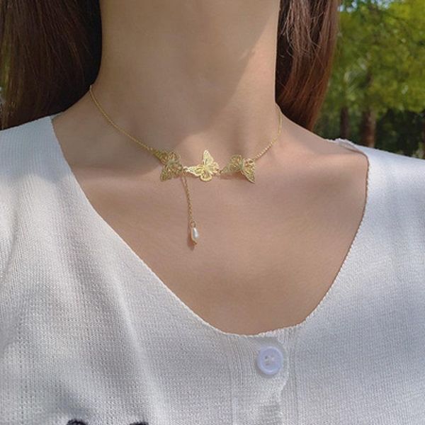 pendant necklaces find me retro titanium steel copper imitation pearl clavicle necklace hollow butterfly for women jewelry, Silver
pendant necklaces find me retro titanium steel copper imitation pearl clavicle necklace hollow butterfly for women jewelry, Silver