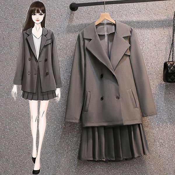 dress more size 2021 spring fashion temperament skirt plied leisure suit blazer jacket two pieces women's clothes set zh73 c6pj, Black;gray
dress more size 2021 spring fashion temperament skirt plied leisure suit blazer jacket two pieces women's clothes set zh73 c6pj, Black;gray