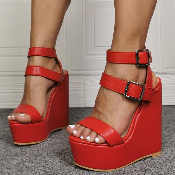 lady high platform belt strap buckle wedge sandal real po large size cusotm make plus sandals, Black
lady high platform belt strap buckle wedge sandal real po large size cusotm make plus sandals, Black