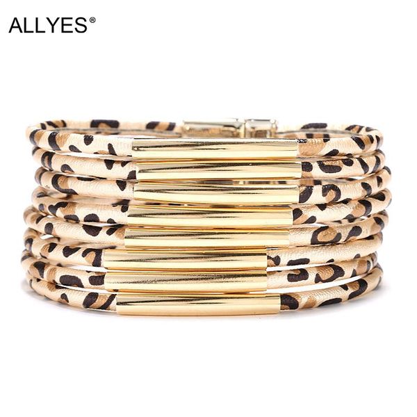 tennis allyes bohemian leopard pattern leather bracelets for women multilayer metal tube charm wrap bangle party female jewelry gifts, Golden;silver
tennis allyes bohemian leopard pattern leather bracelets for women multilayer metal tube charm wrap bangle party female jewelry gifts, Golden;silver