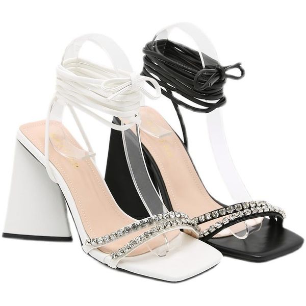 sandals 2021 summer design ankle strap women square toe crystal rhinestones lace-up strange style heel zapatillas mujer, Black
sandals 2021 summer design ankle strap women square toe crystal rhinestones lace-up strange style heel zapatillas mujer, Black