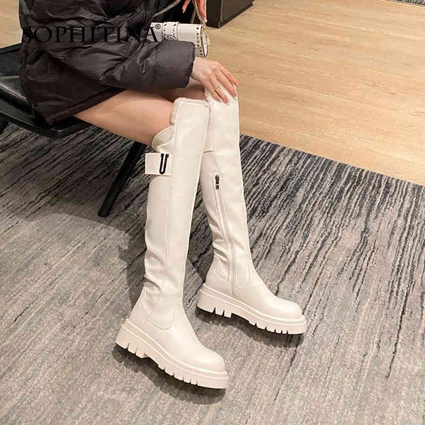 sophitina winter women boots platform warm genuine leather zipper boots plus size 34-43 plush fashion female high shoes so914 210513, Black
sophitina winter women boots platform warm genuine leather zipper boots plus size 34-43 plush fashion female high shoes so914 210513, Black