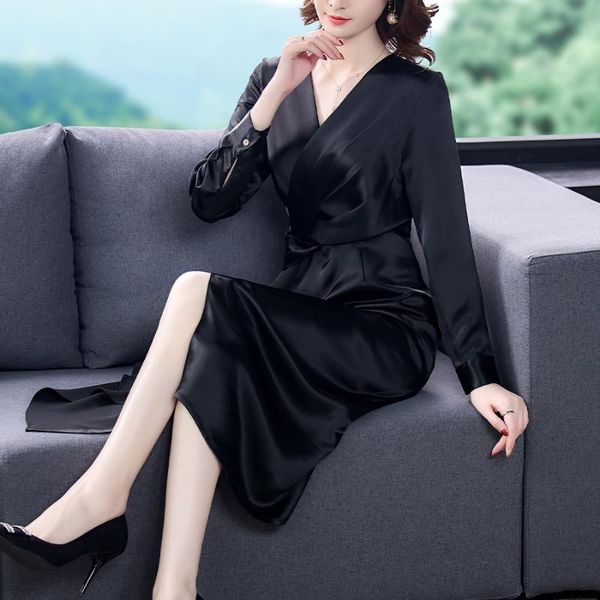 vintage black satin 5xl plus size office lady dresses 2021 spring autumn casual midi dress women bodycon elegant party vestidos, Black;gray
vintage black satin 5xl plus size office lady dresses 2021 spring autumn casual midi dress women bodycon elegant party vestidos, Black;gray