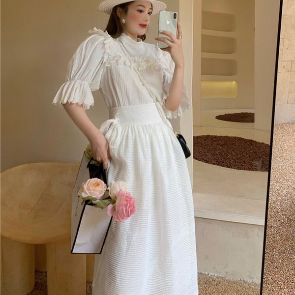 two piece dress 2021 summer korean sweet 2 women half sleeve shirt blouse + waist long skirt suits ensemble femme mj5, White
two piece dress 2021 summer korean sweet 2 women half sleeve shirt blouse + waist long skirt suits ensemble femme mj5, White
