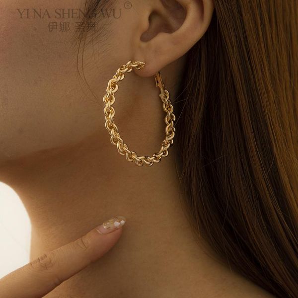 hoop & huggie circle earrings twisted wave pattern hoops for women wedding party jewelry gift simple elegant ear ring accessory, Golden;silver