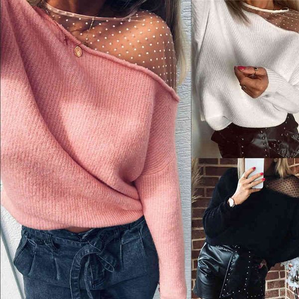 women solid color t-shirts patchwork design lace decor see through o-neck long sleeve spring autumn pullovers, White
women solid color t-shirts patchwork design lace decor see through o-neck long sleeve spring autumn pullovers, White