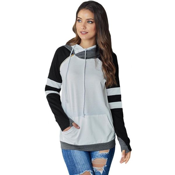 women's hoodies & sweatshirts long sleeve hoodie autumn pullover double hooded sweatshirt women striped glove cuff 251600, Black
women's hoodies & sweatshirts long sleeve hoodie autumn pullover double hooded sweatshirt women striped glove cuff 251600, Black