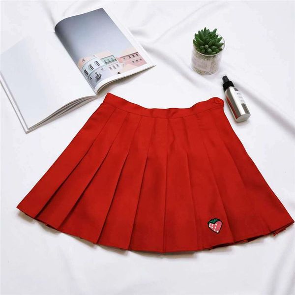 summer a-line women skirt high waist strawberry embroidery pleated safety pants mini skirts, Black
summer a-line women skirt high waist strawberry embroidery pleated safety pants mini skirts, Black