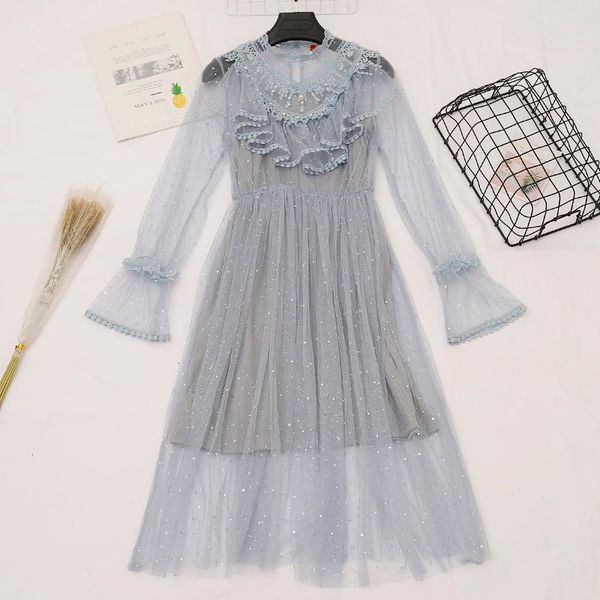 casual dresses elegant women flare sleeve pleated bling star sequined mesh gauze tulle ruffles dress elastic slim lace flower button midi, Black;gray
casual dresses elegant women flare sleeve pleated bling star sequined mesh gauze tulle ruffles dress elastic slim lace flower button midi, Black;gray