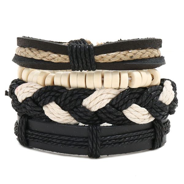 handmade braided rope leather multilayer wooden beads charm bracelets set adjustable punk bangle jewelry for men women, Golden;silver
handmade braided rope leather multilayer wooden beads charm bracelets set adjustable punk bangle jewelry for men women, Golden;silver