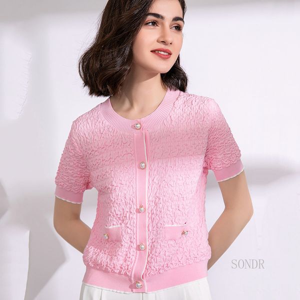 women's jackets short sleeve cardigan women cute pink thin sweater shirt 2021 summer embossed o neck pearls single breasted knitted top, Black;brown
women's jackets short sleeve cardigan women cute pink thin sweater shirt 2021 summer embossed o neck pearls single breasted knitted top, Black;brown