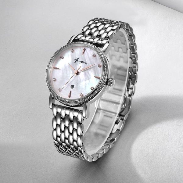 wristwatches luxury stainless steel case calendar female 31mm watch waterproof white face set diamond wrist for ladies, Slivery;brown
wristwatches luxury stainless steel case calendar female 31mm watch waterproof white face set diamond wrist for ladies, Slivery;brown