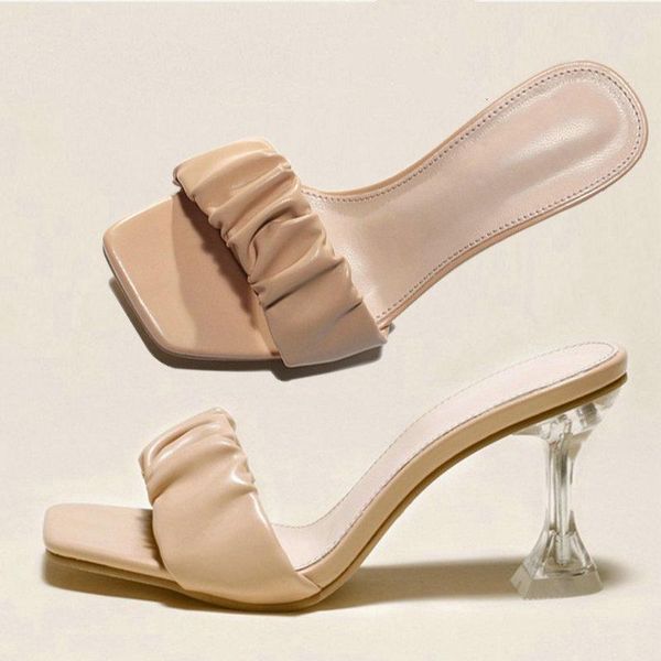 fashion slippers women's square head with ruffled transparent heel hollow shoes, Black
fashion slippers women's square head with ruffled transparent heel hollow shoes, Black