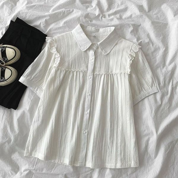 women's blouses & shirts simple shirt summer 2021 sweet short black stitched loose top, White
women's blouses & shirts simple shirt summer 2021 sweet short black stitched loose top, White