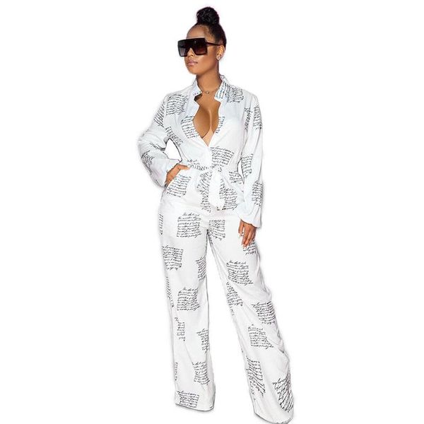 women's jumpsuits & rompers fashion letter printting long sleeve button sashes straight-leg women autumn office lady clothes, Black;white
women's jumpsuits & rompers fashion letter printting long sleeve button sashes straight-leg women autumn office lady clothes, Black;white