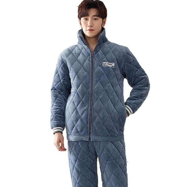 men's sleepwear winter zipper warm 3-layer velvet quilted pajama set for men thick flannel home clothes fashion coral fleece nightwear, Black;brown
men's sleepwear winter zipper warm 3-layer velvet quilted pajama set for men thick flannel home clothes fashion coral fleece nightwear, Black;brown